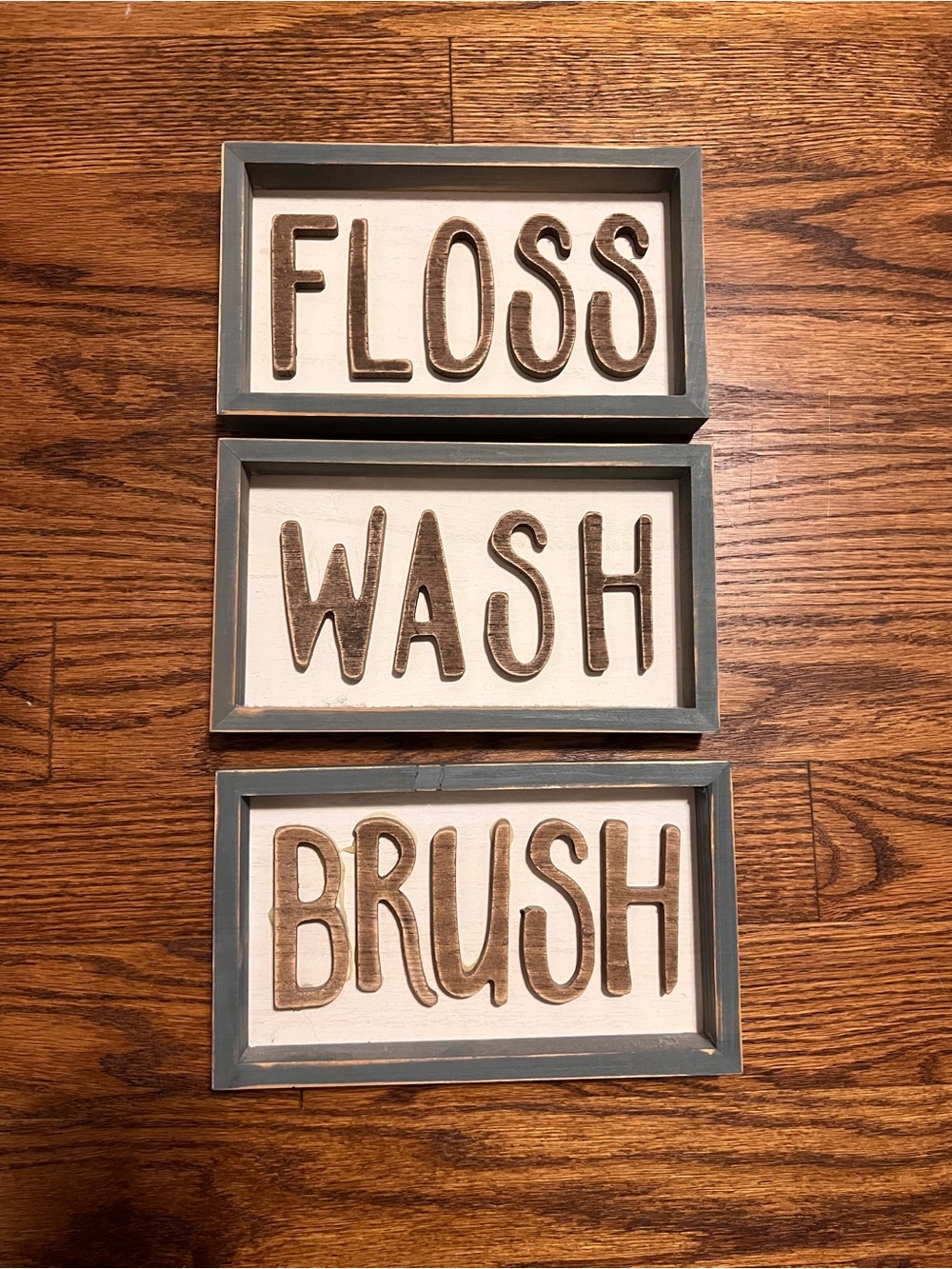 Floss Wash Brush Bathroom Wall Decor Signs Set